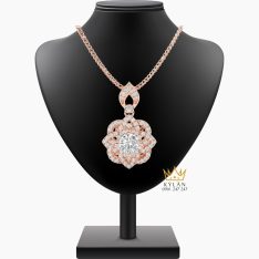 Dây chuyền vàng hồng Au750 đính kim cương
