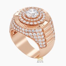 Nhẫn nam vàng hồng Au750 đính kim cương