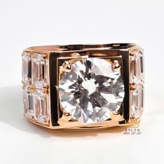 Nhẫn nam vàng hồng Au750 đính viên chủ 11ly3