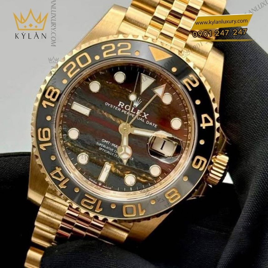 Kỳ Lân Luxury Rolex GMT Master II 126718GRNR 0002 2 Đồng hồ Rolex GMT-Master II vàng kim Tiger Iron 126718GRNR-0002