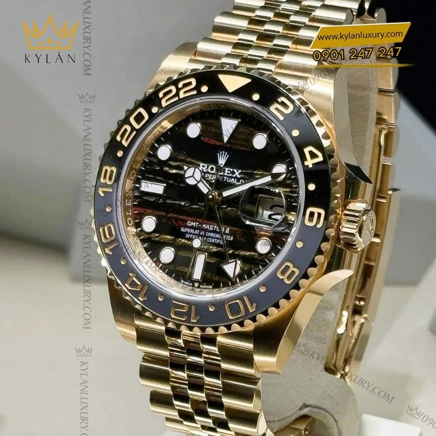 Kỳ Lân Luxury Rolex GMT Master II 126718GRNR 0002 5 Đồng hồ Rolex GMT-Master II vàng kim Tiger Iron 126718GRNR-0002