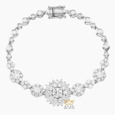 Lắc tay kim cương vàng trắng nguyên khối Au750