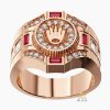 Kỳ Lân Luxury Thiet ke chua co ten 1 14 Nhẫn Rolex vàng hồng nguyên khối Au750 đính kim cương và đá ruby đỏ