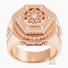 Nhẫn Hublot vàng hồng nguyên khối Au750 đính kim cương