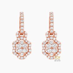 Bông tai vàng hồng Au750 đính kim cương