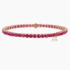 Lắc tay vàng hồng nguyên khối Au750 đính đá ruby