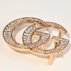 Mặt Thắt Lưng GG Vàng Nguyên Khối Au750 Đính Kim Cương