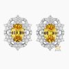 Kỳ Lân Luxury Thiet ke chua co ten 13 Bông tai vàng trắng nguyên khối Au750 đính kim cương và đá Sapphire vàng