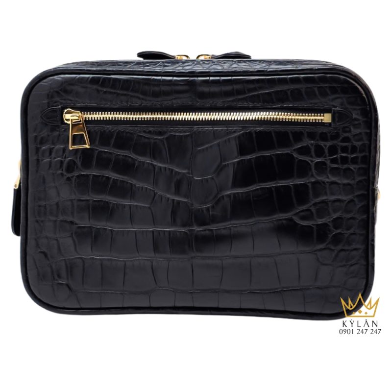 Túi Clutch Nam Da Cá Alligator Black