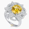 Nhẫn nữ vàng trắng nguyên khối Au750 đính kim cương và đá Sapphire vàng
