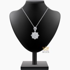 Mặt dây chuyền kim cương vàng trắng nguyên khối Au750