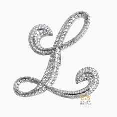 Logo cài áo chữ L vàng trắng nguyên khối Au750 đính kim cương Logo cài áo chữ L vàng trắng nguyên khối Au750 đính kim cương