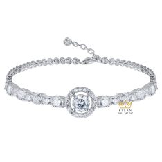 Lắc tay kim cương vàng trắng nguyên khối Au750 