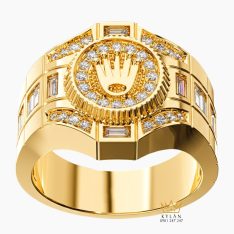 Nhẫn Rolex vàng nguyên khối Au750 đính kim cương