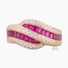 Nhẫn nữ vàng hồng Au750 đính kim cương & ruby hồng