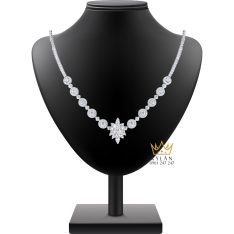 Dây chuyền kim cương vàng trắng nguyên khối Au750 