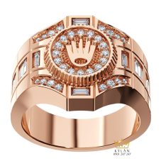 Nhẫn Rolex vàng hồng nguyên khối Au750 đính kim cương