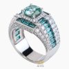 Kỳ Lân Luxury Thiet ke chua co ten 5 5 Nhẫn nam vàng trắng nguyên khối Au750 đính kim cương & xanh lục