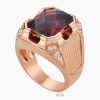 Nhẫn nam vàng hồng nguyên khối Au750 đính đá sapphire đỏ