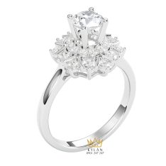 Nhẫn nữ kim cương vàng trắng nguyên khối Au750 
