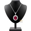 Mặt dây chuyền vàng trắng nguyên khối Au750 đính kim cương và đá ruby