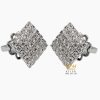 Kỳ Lân Luxury Thiet ke chua co ten 9 Bông tai mặt hình chữ nhật vàng trắng Au750 đính kim cương 