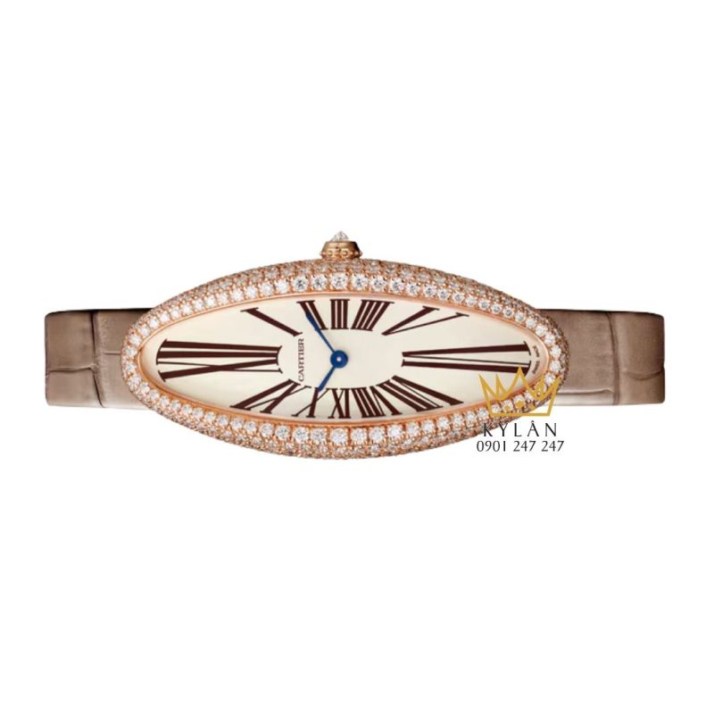 Đồng hồ Cartier Baignoire Allongée vàng hồng vành kim cương