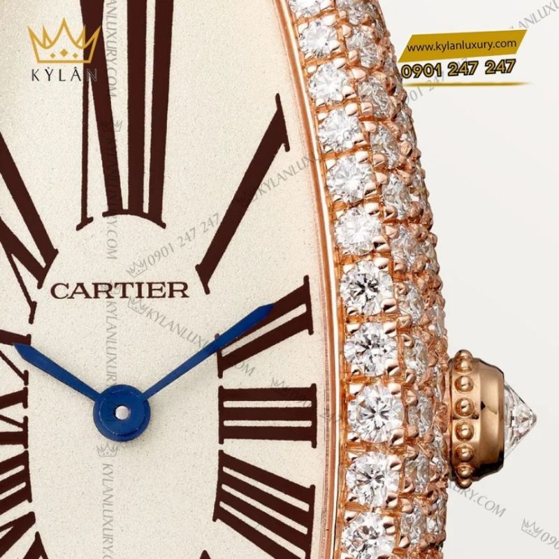 Đồng hồ Cartier Baignoire Allongée vàng hồng vành kim cương