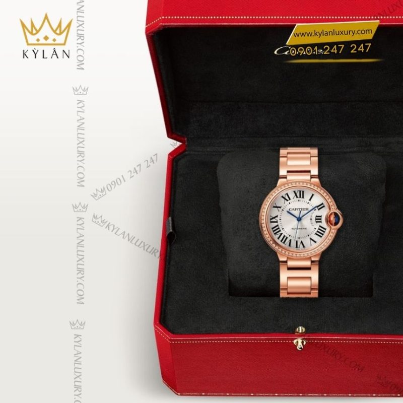 Đồng hồ Cartier Ballon Bleu 36mm vàng hồng đính kim cương