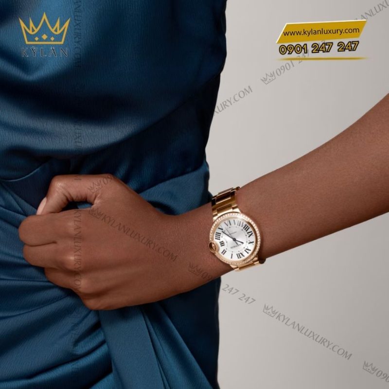 Đồng hồ Cartier Ballon Bleu 36mm vàng hồng đính kim cương