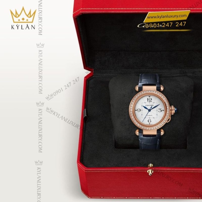 Đồng hồ Cartier Pasha de Cartier vàng hồng vành kim cương