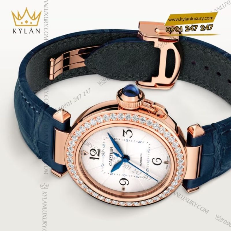 Đồng hồ Cartier Pasha de Cartier vàng hồng vành kim cương
