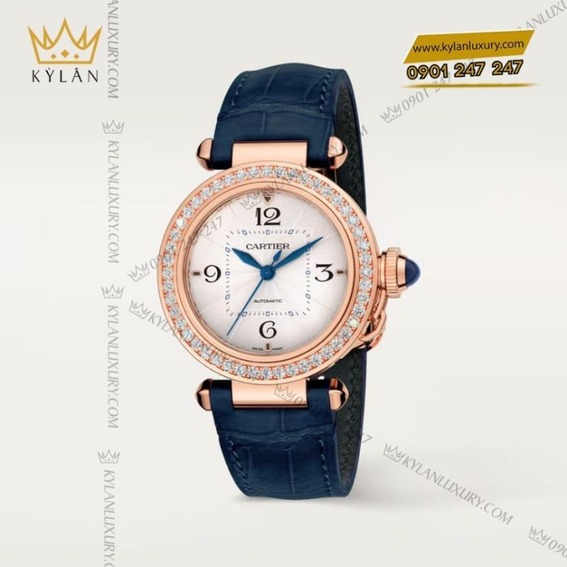 Đồng hồ Cartier Pasha de Cartier vàng hồng vành kim cương