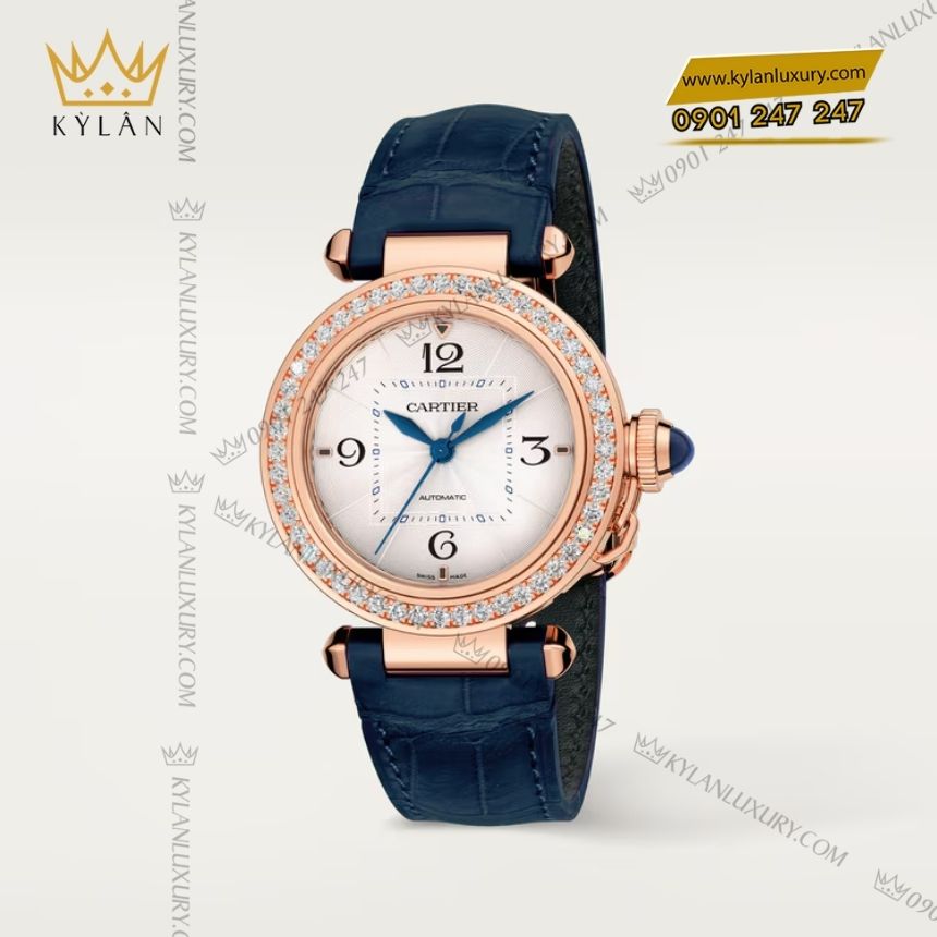 Kỳ Lân Luxury cartier pasha de cartier crwjpa0012 3 Đồng hồ Cartier Pasha de Cartier vàng hồng vành kim cương
