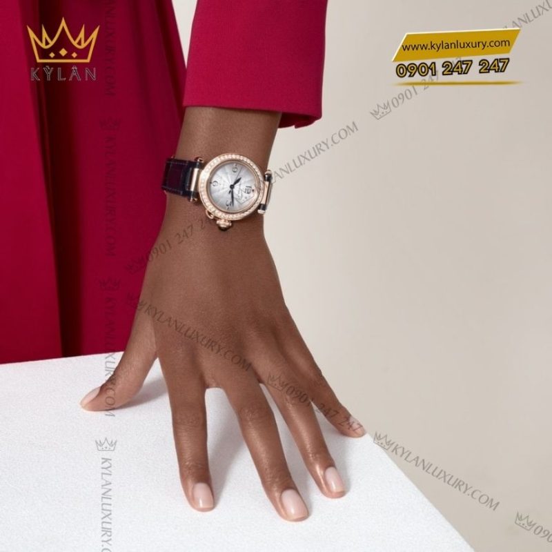 Đồng hồ Cartier Pasha de Cartier vàng hồng vành kim cương