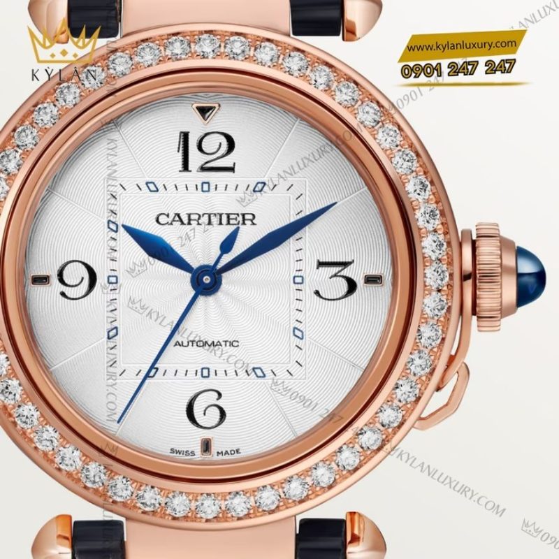 Đồng hồ Cartier Pasha de Cartier vàng hồng vành kim cương
