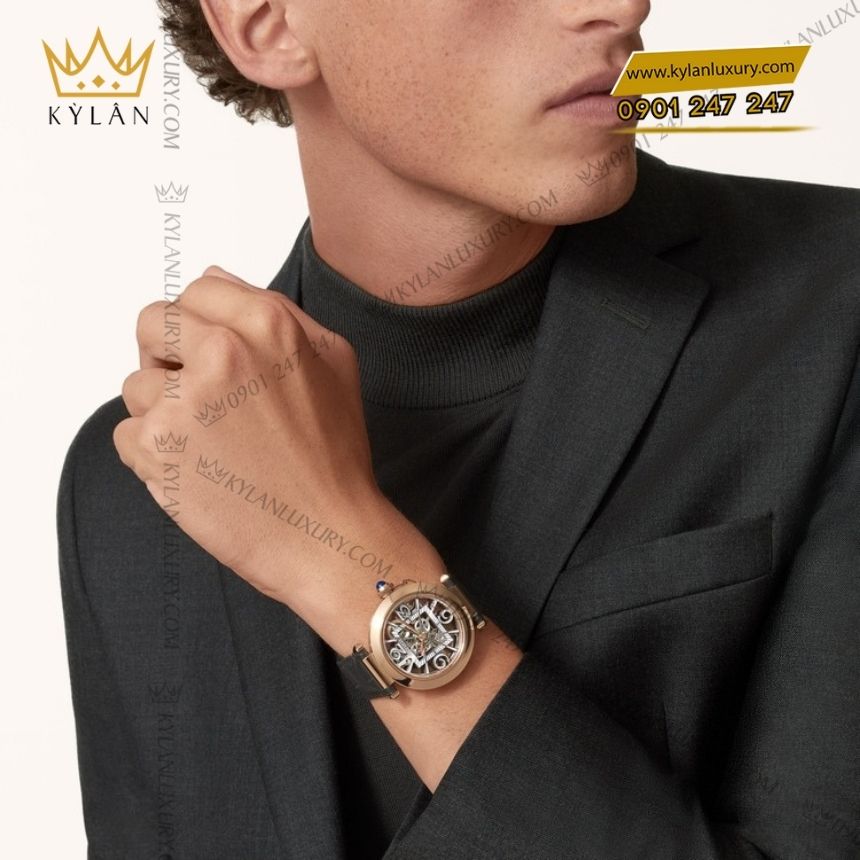 Kỳ Lân Luxury cartier pasha skeleton whpa0018 2 Đồng hồ Cartier Pasha Skeleton vàng hồng WHPA0018