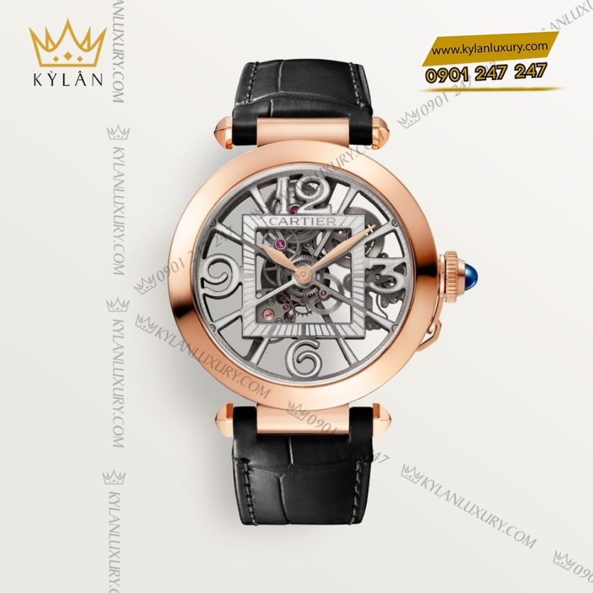 Kỳ Lân Luxury cartier pasha skeleton whpa0018 4 Đồng hồ Cartier Pasha Skeleton vàng hồng WHPA0018