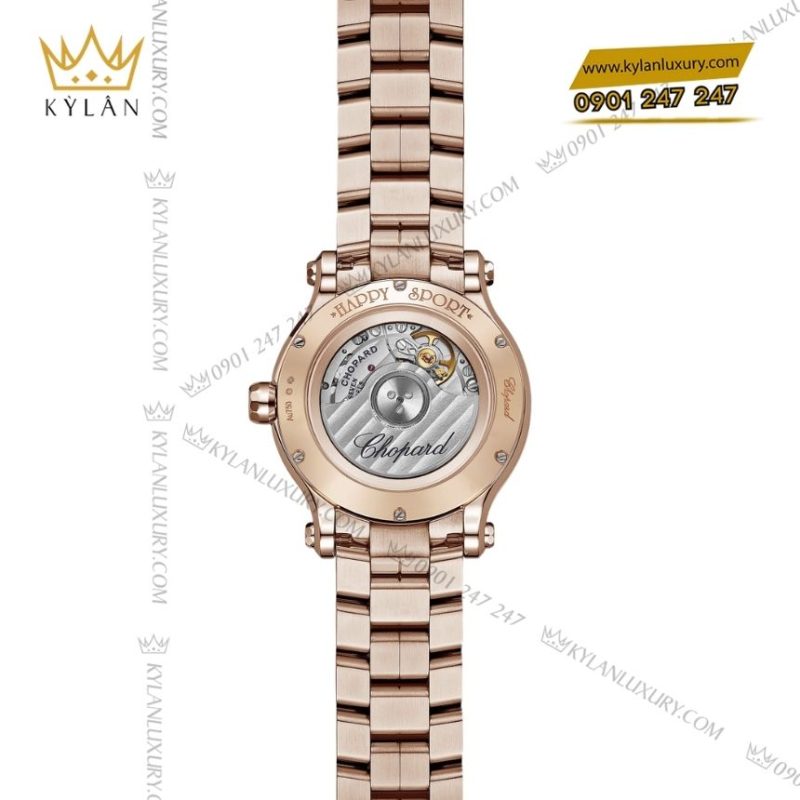 Đồng hồ Chopard Happy Sport vàng hồng vành kim cương 275378-5004