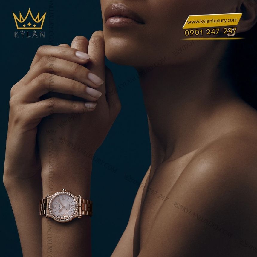 Kỳ Lân Luxury chopard happy sport 275378 5004 4 Đồng hồ Chopard Happy Sport vàng hồng vành kim cương 275378-5004