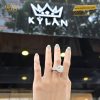 Nhẫn nữ vàng trắng nguyên khối Au750 đính viên kim cương chủ 15ly