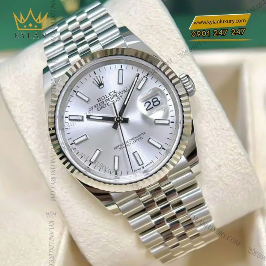 Kỳ Lân Luxury dong ho rolex datejust 41 126334 0004 4 Đồng hồ Rolex Datejust 41 mặt số bạc 126334-0004