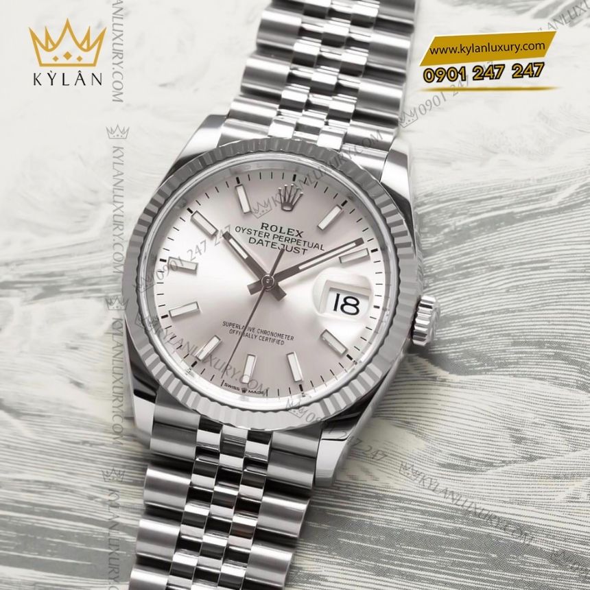 Kỳ Lân Luxury dong ho rolex datejust 41 126334 0004 9 Đồng hồ Rolex Datejust 41 mặt số bạc 126334-0004
