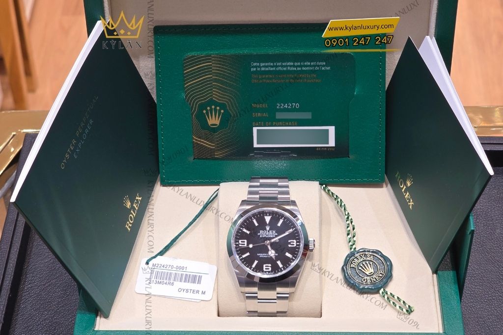 Kỳ Lân Luxury dong ho rolex explorer 40 224270 0001 2 Đồng hồ Rolex Explorer 40 mặt số đen 224270-0001