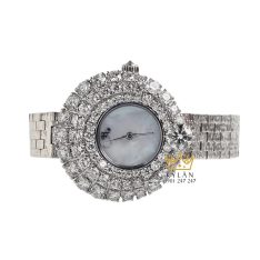 Đồng hồ vàng trắng Au750 đính kim cương 6ly3
