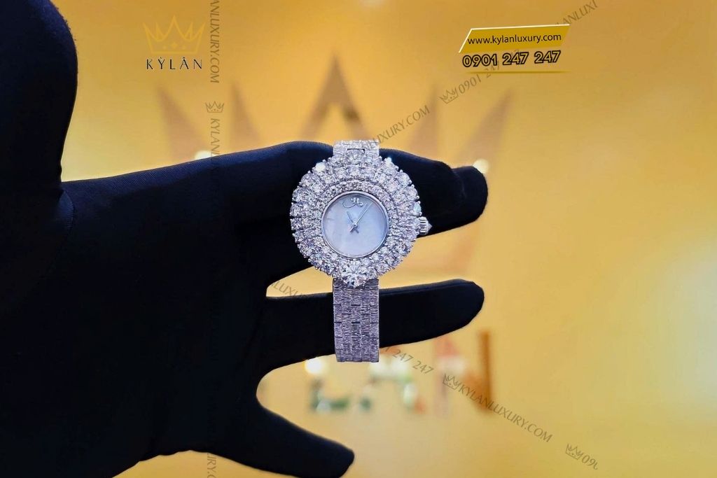 Kỳ Lân Luxury dong ho vang trang au750 dinh kim cuong 11 Đồng hồ vàng trắng Au750 đính kim cương 6ly3
