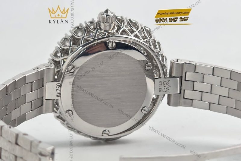 Đồng hồ vàng trắng Au750 đính kim cương 6ly3