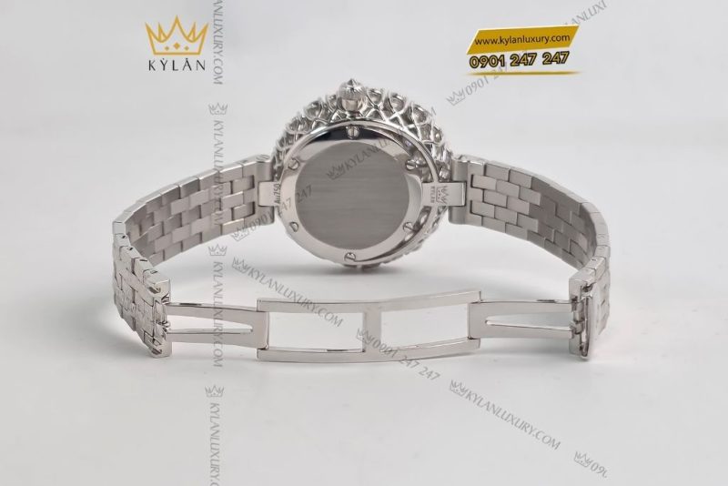 Đồng hồ vàng trắng Au750 đính kim cương 6ly3