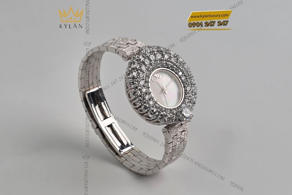Kỳ Lân Luxury dong ho vang trang au750 dinh kim cuong 6 Đồng hồ vàng trắng Au750 đính kim cương 6ly3