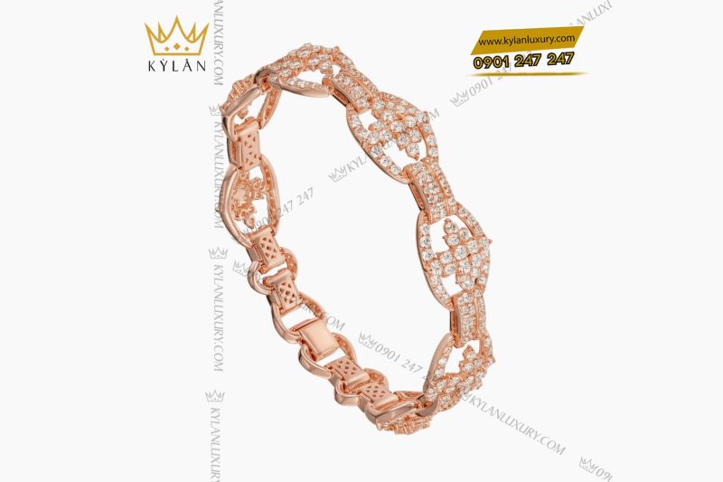 Lắc tay vàng hồng Au750 đính kim cương 